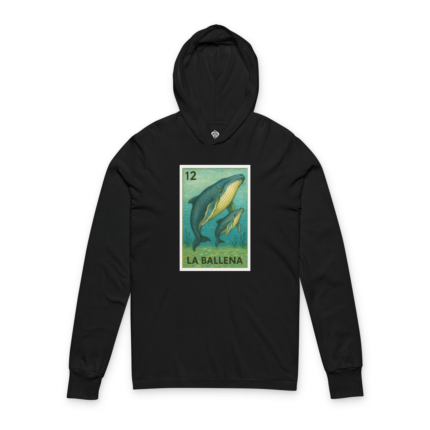 Whale Lotería Unisex - Cotton Hooded Long Sleeve Hooded T-Shirt (La Ballena)