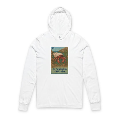 Hermit Crab Lotería Unisex - Cotton Hooded Long Sleeve Hooded T-Shirt (El Cangrejo Ermitaño)