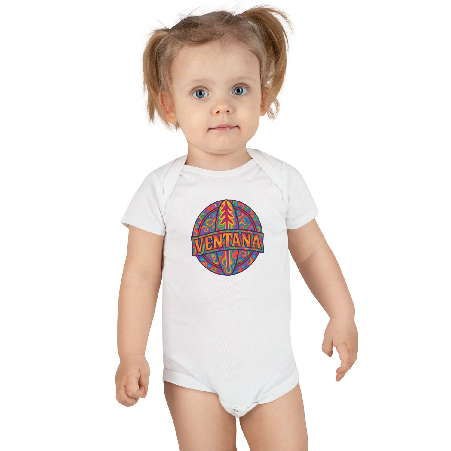 Ventana Psychedelic Treefish Logo - Baby Short Sleeve 100% Cotton Onesie
