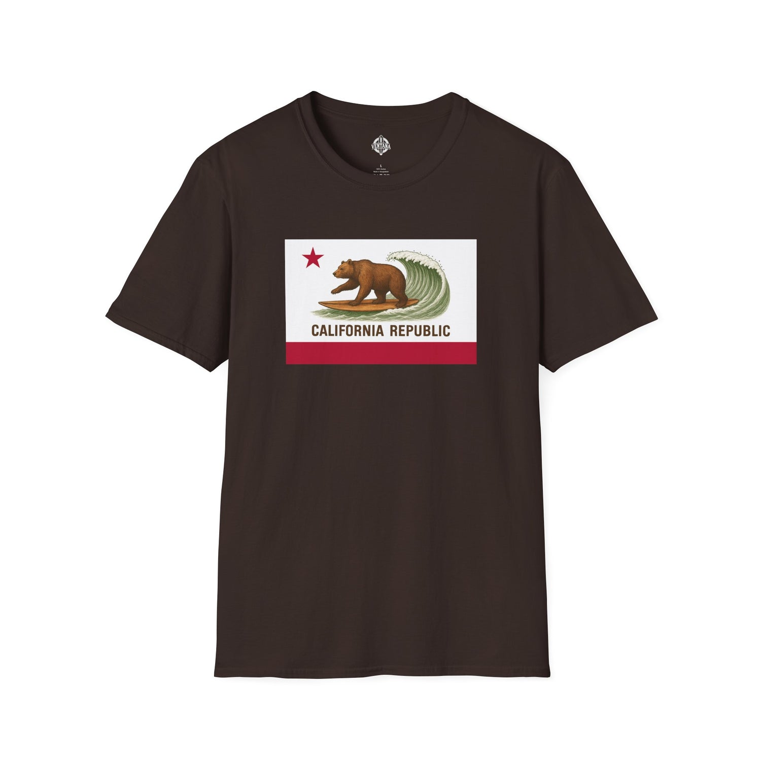 California Surfing Bear Flag Unisex - Soft Style U.S. Cotton T-Shirt