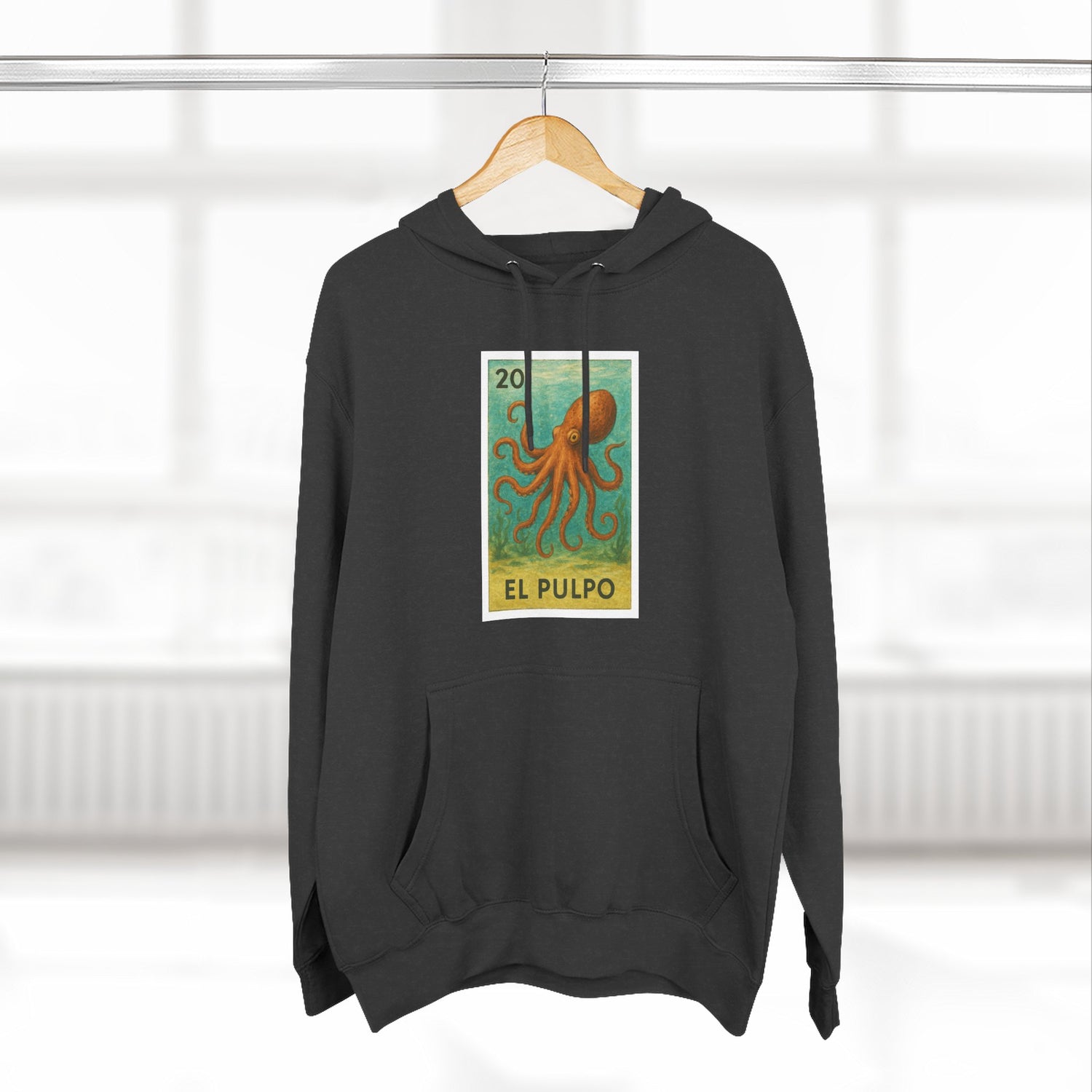 Octopus Lotería Unisex - Pull-Over Cotton Blend Fleece Hoodie (El Pulpo)