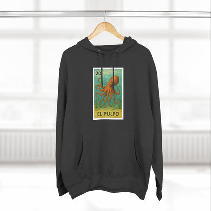 Octopus Lotería Unisex - Pull-Over Cotton Blend Fleece Hoodie (El Pulpo)