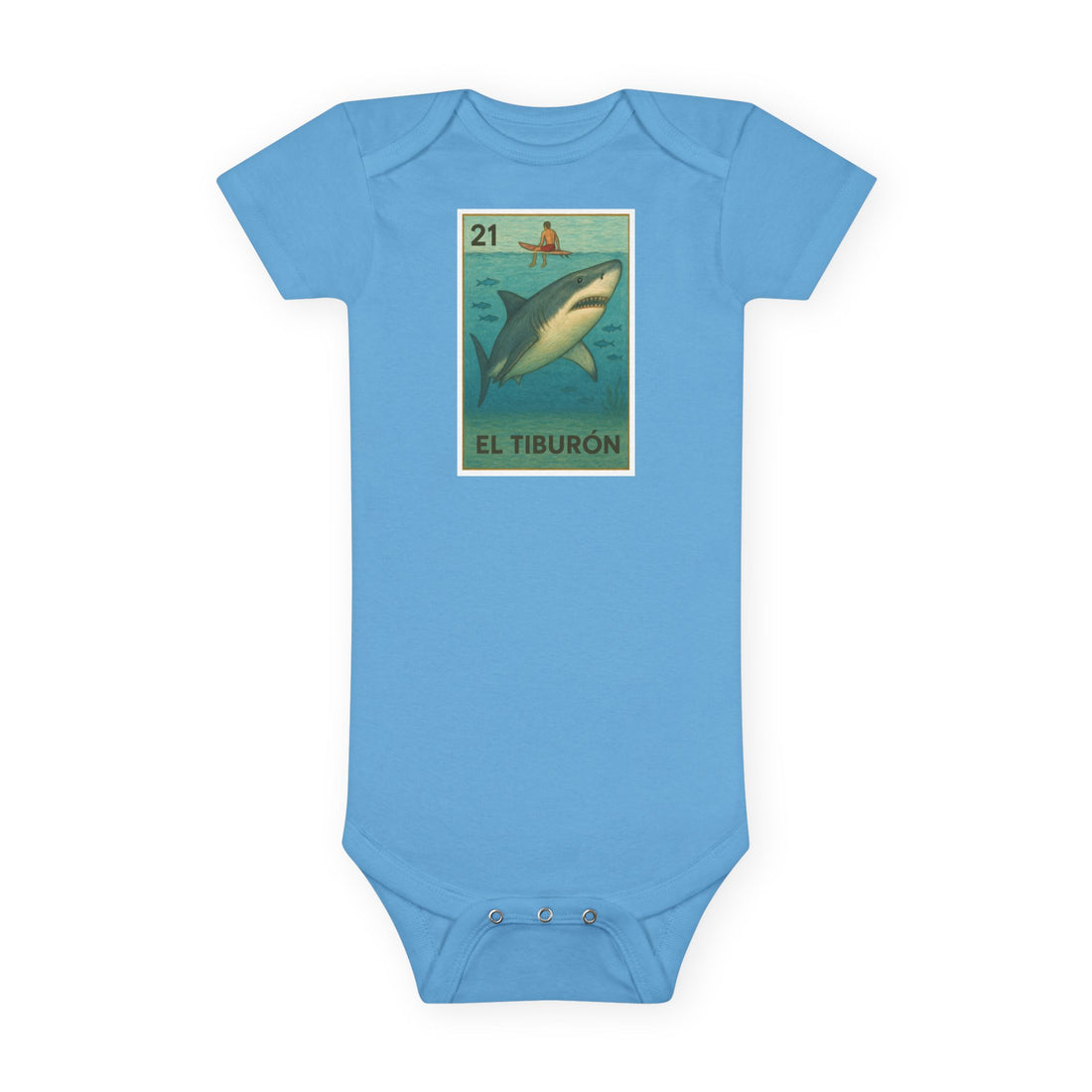 Shark Lotería - Baby Short Sleeve 100% Cotton Onesie (El Tiburón)