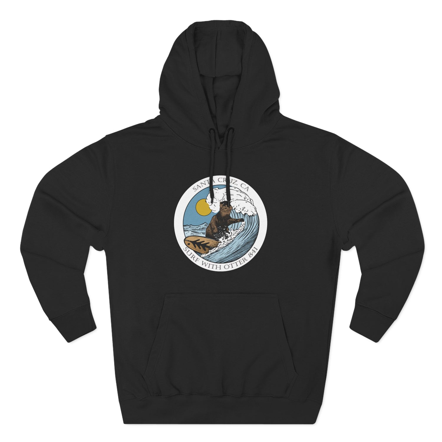 Surf with Otter 841 by Thiago Bianchini Unisex - Pull-Over Cotton Blend Fleece Hoodie