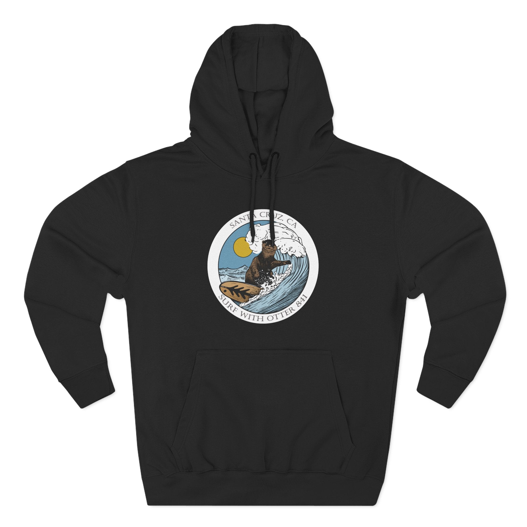 Surf with Otter 841 by Thiago Bianchini Unisex - Pull-Over Cotton Blend Fleece Hoodie