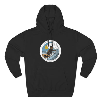 Surf with Otter 841 by Thiago Bianchini Unisex - Pull-Over Cotton Blend Fleece Hoodie