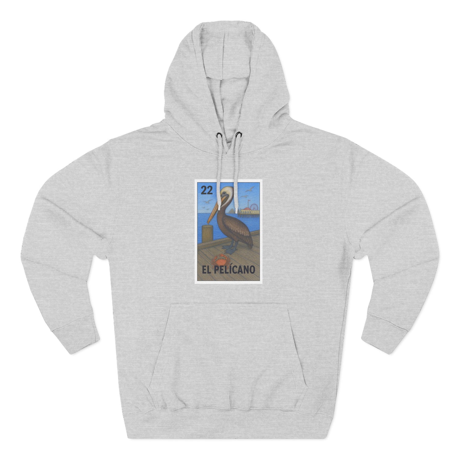 Pelican Lotería Unisex - Pull-Over Cotton Blend Fleece Hoodie (El Pelícano)