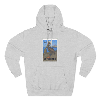 Pelican Lotería Unisex - Pull-Over Cotton Blend Fleece Hoodie (El Pelícano)