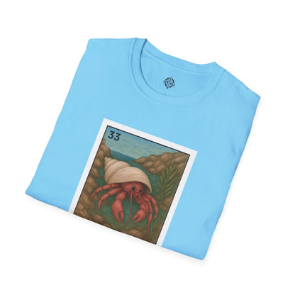 Hermit Crab Lotería Unisex - Soft Style U.S. Cotton T-Shirt (El Cangrejo Ermitaño)