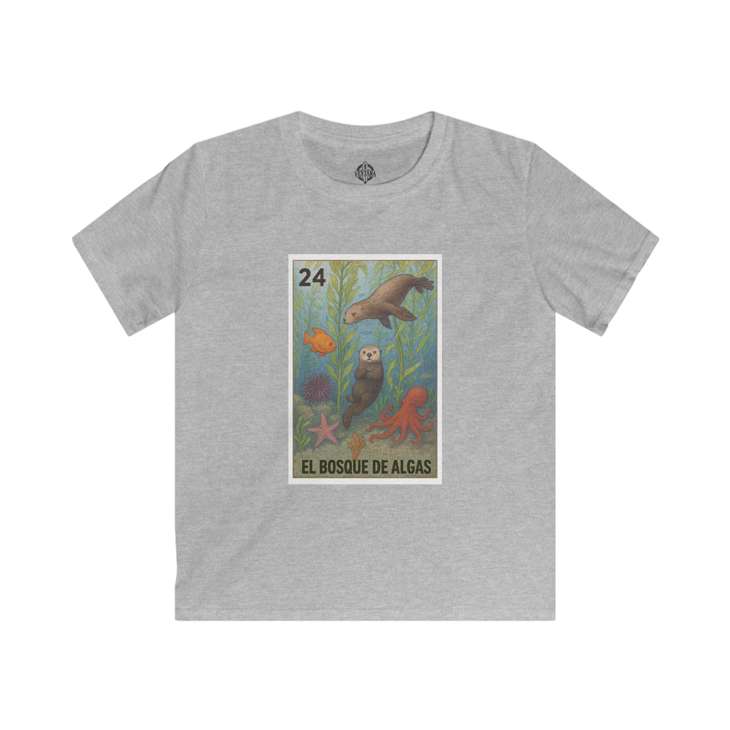 Kelp Forest Lotería Kids - Soft Style U.S. Cotton T-Shirt (El Bosque de Algas)