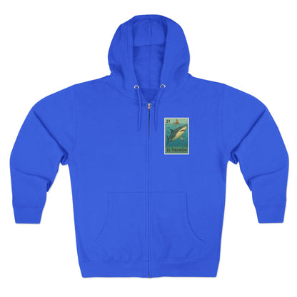 Shark Lotería Unisex - Zip Cotton Blend Fleece Hoodie (El Tiburón)
