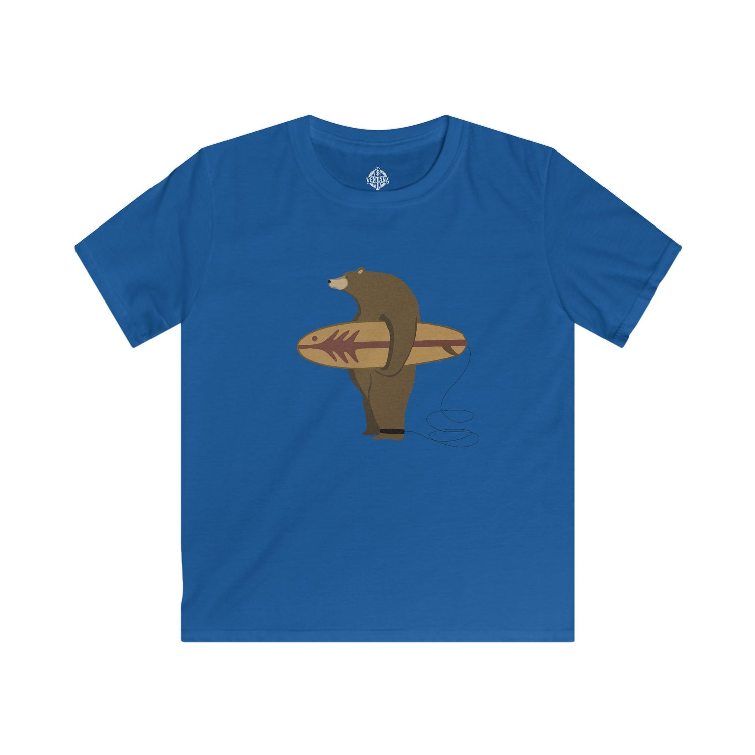 Surfing Grizzly Bear by Fabian Lavater Kids - Soft Style U.S. Cotton T-Shirt
