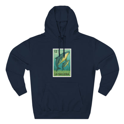 Whale Lotería Unisex - Pull-Over Cotton Blend Fleece Hoodie (La Ballena)