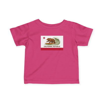 California Surfing Bear Flag - Infant 100% Cotton T-Shirt