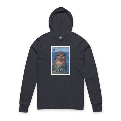 Seal Lotería Unisex - Cotton Hooded Long Sleeve Hooded T-Shirt (La Foca)