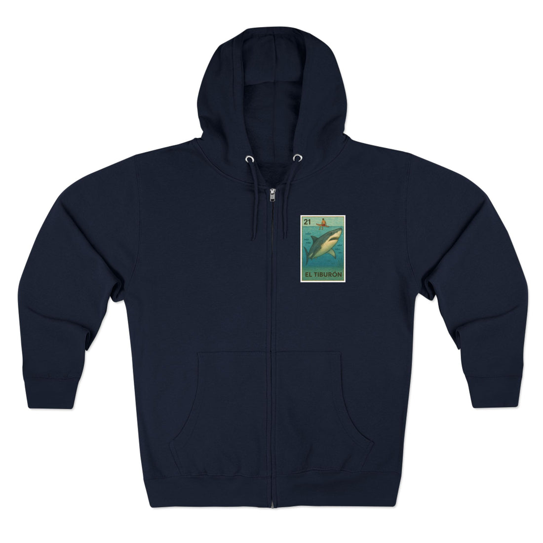 Shark Lotería Unisex - Zip Cotton Blend Fleece Hoodie (El Tiburón)