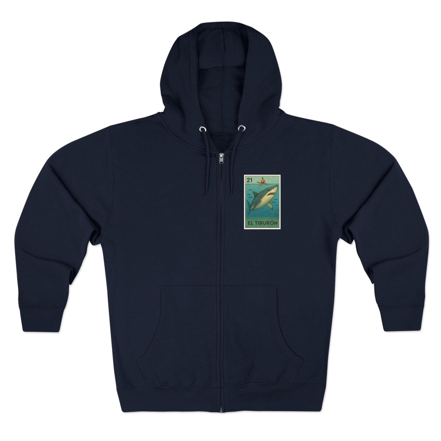 Shark Lotería Unisex - Zip Cotton Blend Fleece Hoodie (El Tiburón)