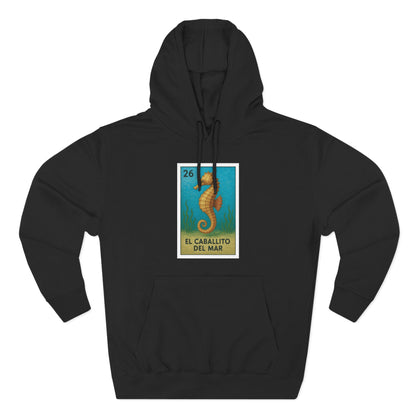 Seahorse Lotería Unisex - Pull-Over Cotton Blend Fleece Hoodie (El Caballito del Mar)