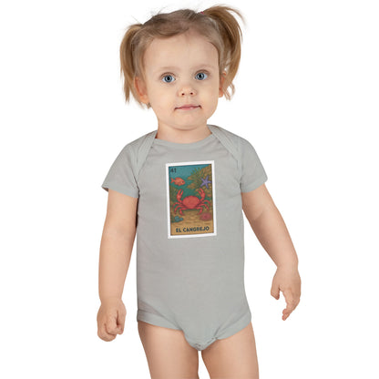 Crab Lotería - Baby Short Sleeve 100% Cotton Onesie (El Cangrejo)