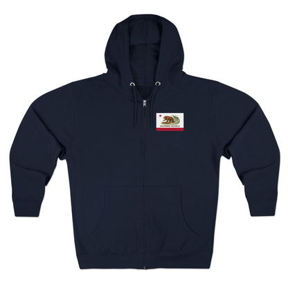 California Surfing Bear Flag Unisex - Zip Cotton Blend Fleece Hoodie