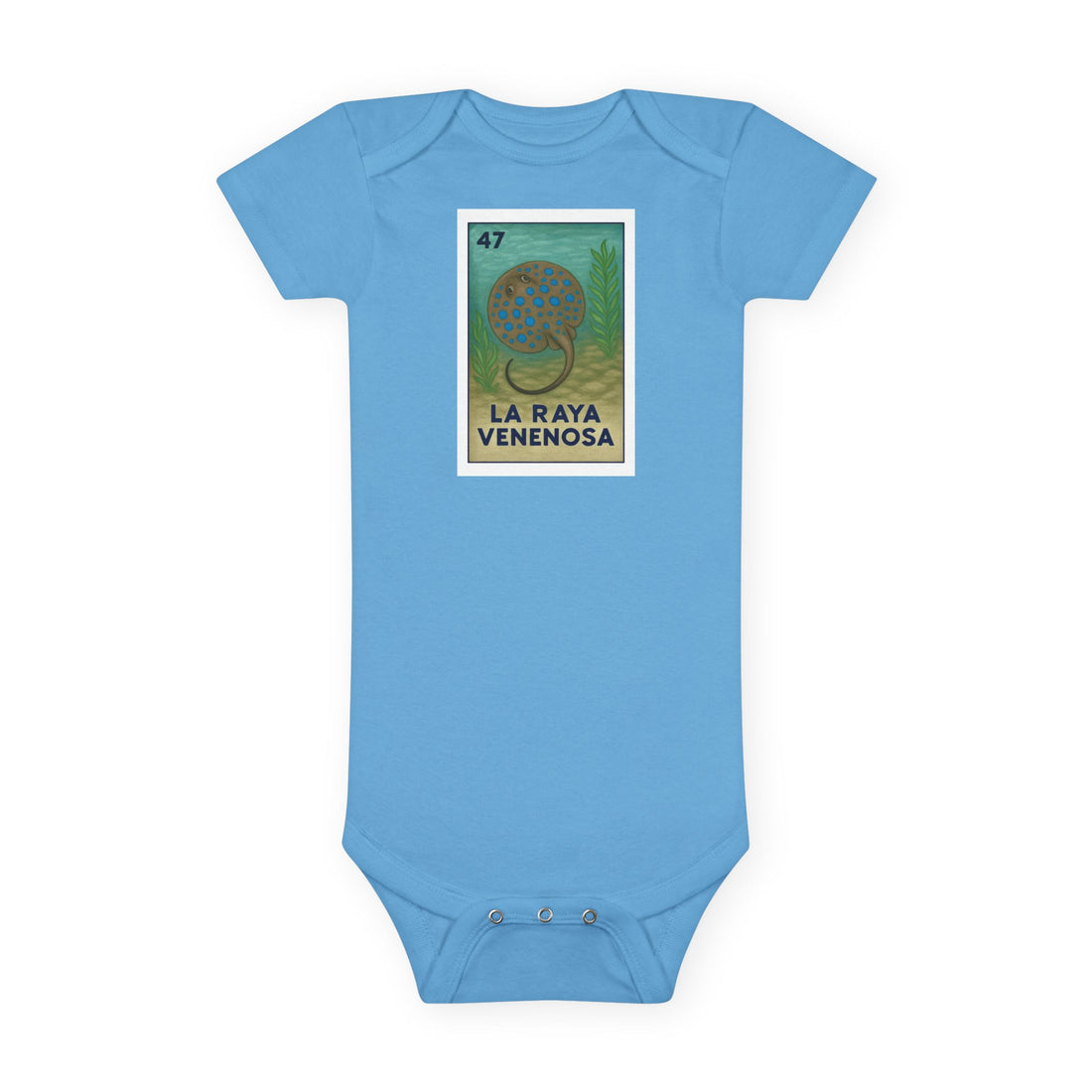 Stingray Lotería - Baby Short Sleeve 100% Cotton Onesie (La Raya Venenosa)
