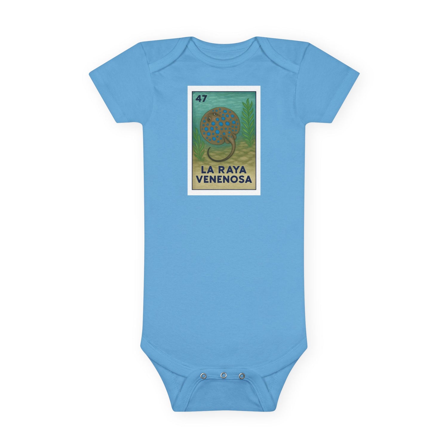 Stingray Lotería - Baby Short Sleeve 100% Cotton Onesie (La Raya Venenosa)