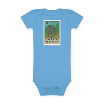 Stingray Lotería - Baby Short Sleeve 100% Cotton Onesie (La Raya Venenosa)