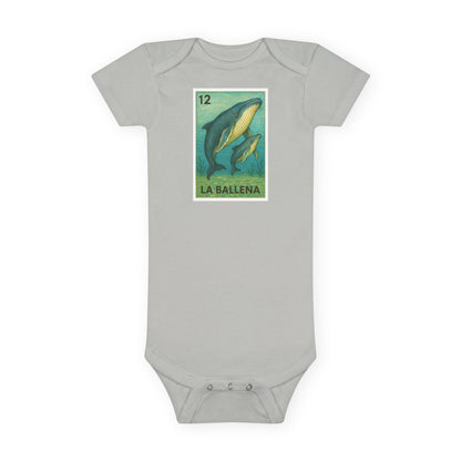 Whale Lotería - Baby Short Sleeve 100% Cotton Onesie (La Ballena)