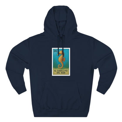 Seahorse Lotería Unisex - Pull-Over Cotton Blend Fleece Hoodie (El Caballito del Mar)