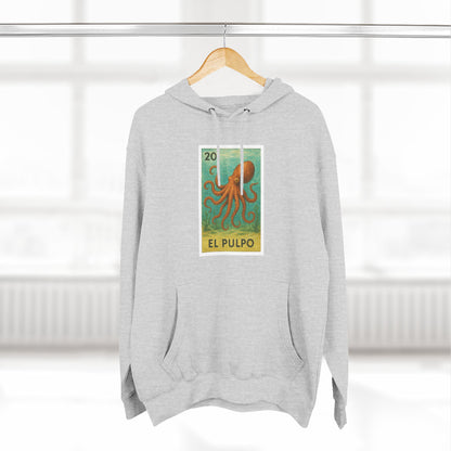 Octopus Lotería Unisex - Pull-Over Cotton Blend Fleece Hoodie (El Pulpo)