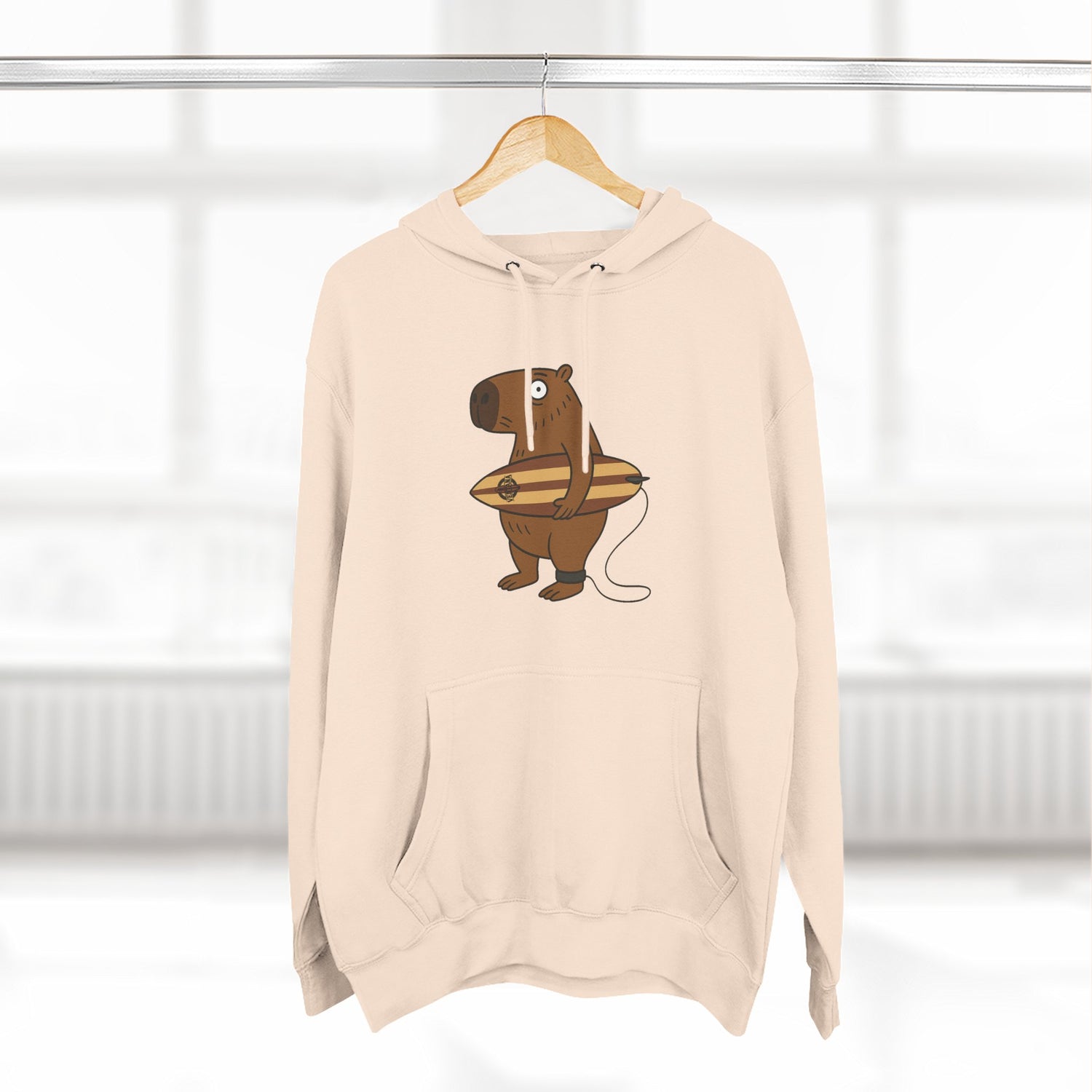 Capybara Surfer Unisex - Pull-Over Cotton Blend Fleece Hoodie