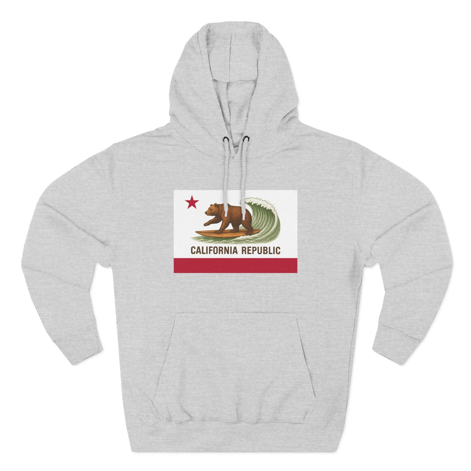California Surfing Bear Flag Unisex - Pull-Over Cotton Blend Fleece Hoodie