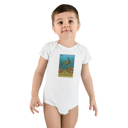 Turtle Lotería - Baby Short Sleeve 100% Cotton Onesie (La Tortuga)