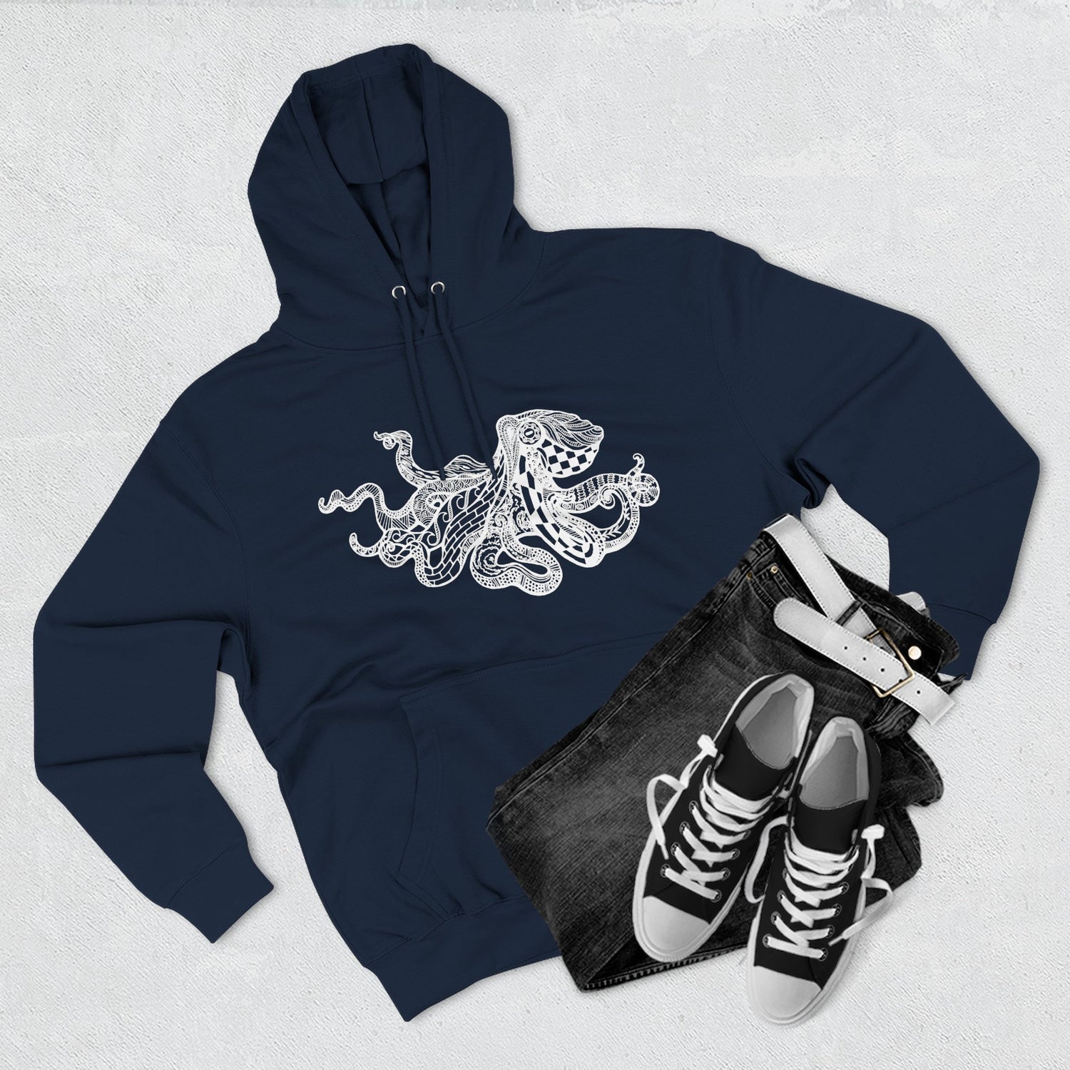 Ventangle Octopus Unisex - Pull-Over Cotton Blend Fleece Hoodie
