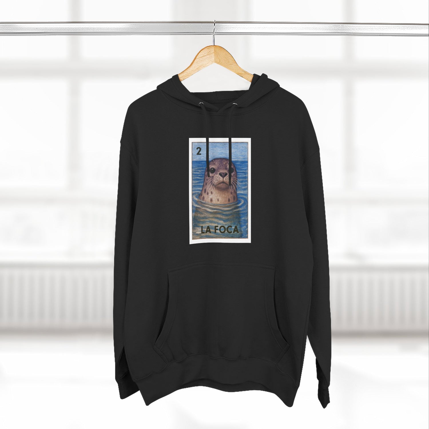 Seal Lotería Unisex - Pull-Over Cotton Blend Fleece Hoodie (La Foca)