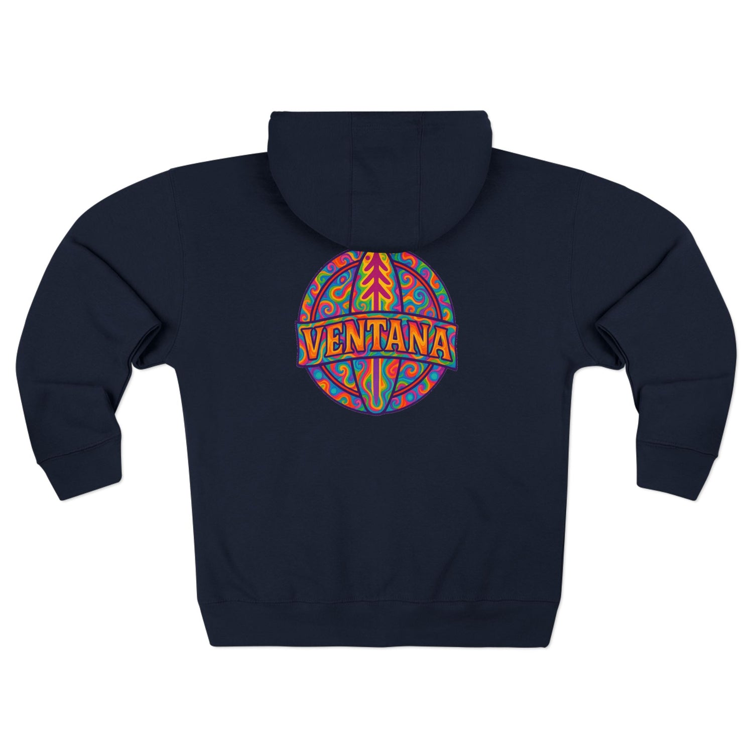 Ventana Psychedelic Treefish Logo Unisex - Zip Cotton Blend Fleece Hoodie