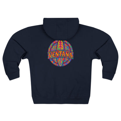 Ventana Psychedelic Treefish Logo Unisex - Zip Cotton Blend Fleece Hoodie