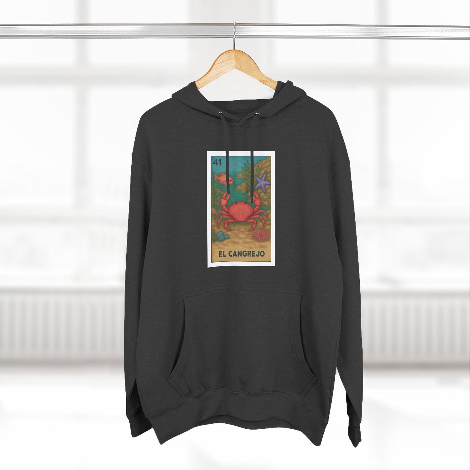 Crab Lotería Unisex - Pull-Over Cotton Blend Fleece Hoodie (El Cangrejo)