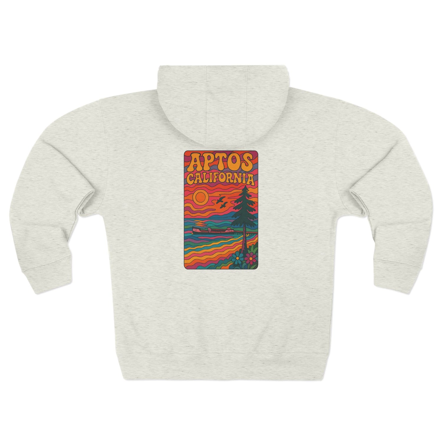 Aptos California Psychedelic Unisex - Zip Cotton Blend Fleece Hoodie