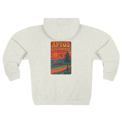 Aptos California Psychedelic Unisex - Zip Cotton Blend Fleece Hoodie