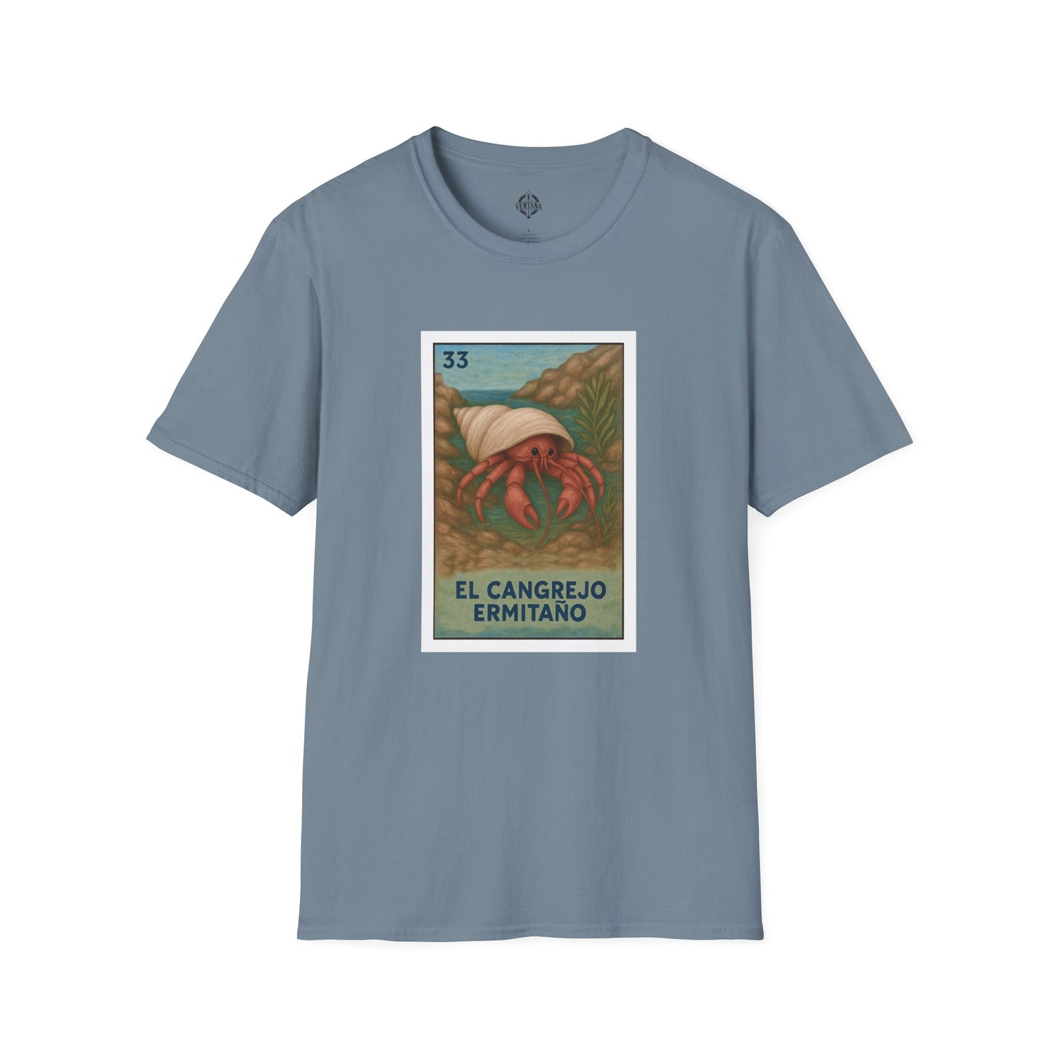Hermit Crab Lotería Unisex - Soft Style U.S. Cotton T-Shirt (El Cangrejo Ermitaño)