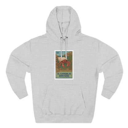 Hermit Crab Lotería Unisex - Pull-Over Cotton Blend Fleece Hoodie (El Cangrejo Ermitaño)