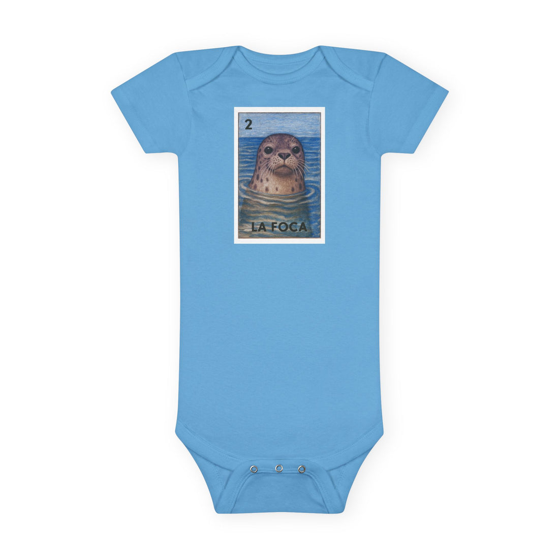 Seal Lotería - Baby Short Sleeve 100% Cotton Onesie (La Foca)