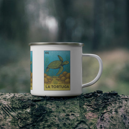 Turtle Lotería Enamel Camping Mug (La Tortuga) (12oz - small)