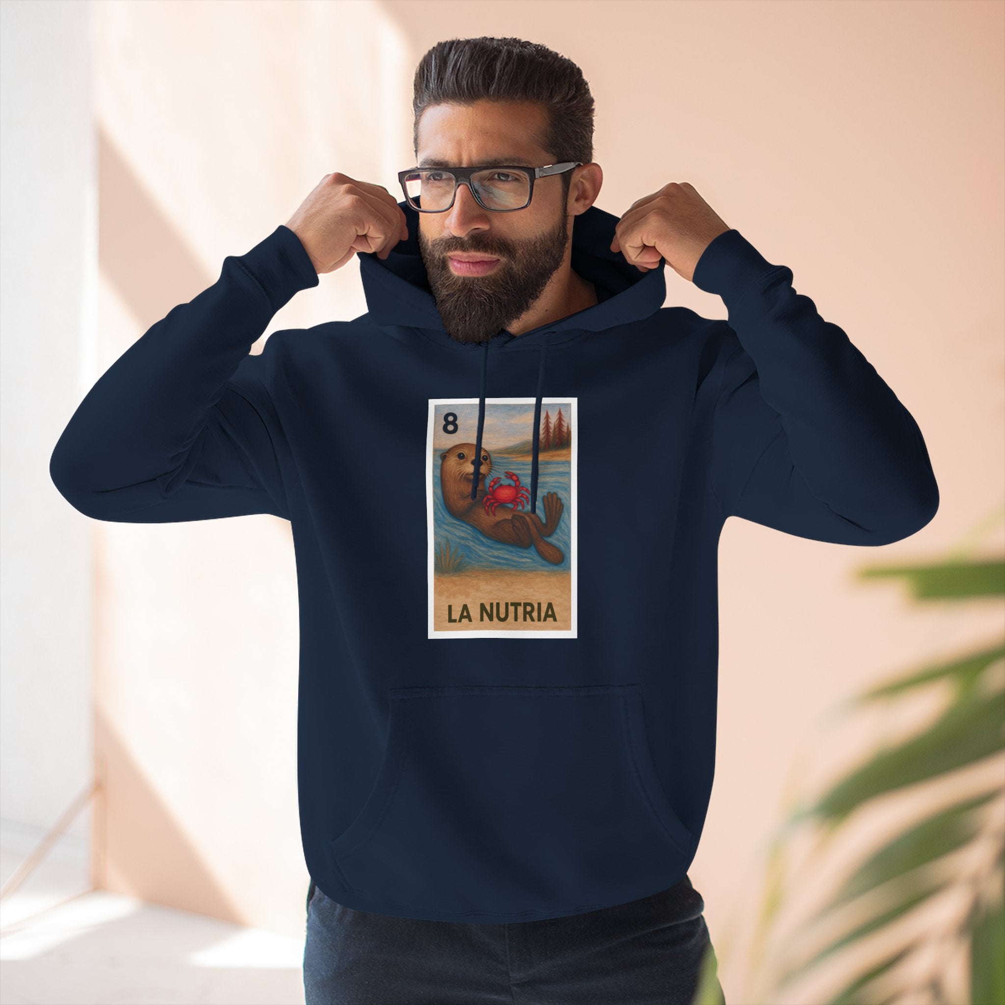 Sea Otter Lotería Unisex - Pull-Over Cotton Blend Fleece Hoodie (La Nutria)