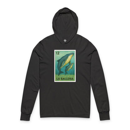 Whale Lotería Unisex - Cotton Hooded Long Sleeve Hooded T-Shirt (La Ballena)