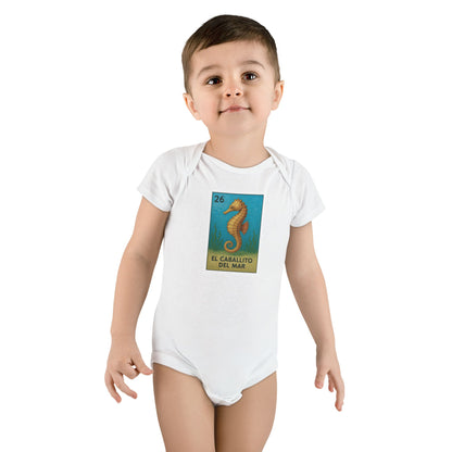 Seahorse Lotería - Baby Short Sleeve 100% Cotton Onesie (El Caballito del Mar)