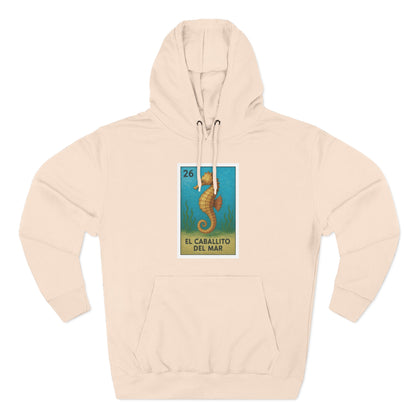 Seahorse Lotería Unisex - Pull-Over Cotton Blend Fleece Hoodie (El Caballito del Mar)