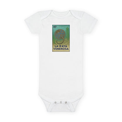 Stingray Lotería - Baby Short Sleeve 100% Cotton Onesie (La Raya Venenosa)