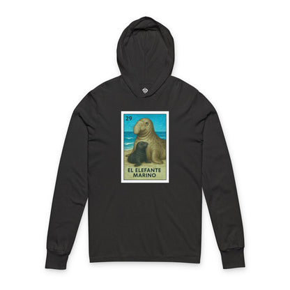 Elephant Seal Lotería Unisex - Cotton Hooded Long Sleeve Hooded T-Shirt (El Elefante Marino)